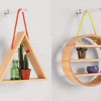 Wooden hanging shelves for decorations