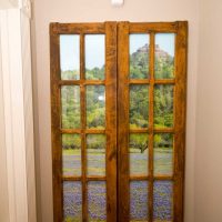 Wooden window in a narrow corridor