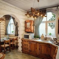 Kitchenette in a log bath