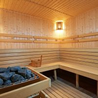 Bath stones on the stove in the steam room