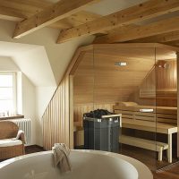 Modern sauna in the attic