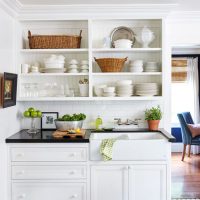 Kitchen shelves with china