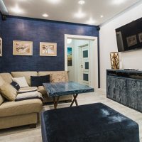 Blue color in the design of the living room