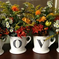 English letters on flower pots