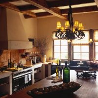 Forged chandelier over the dining table