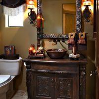 Chic wooden furniture in the bathroom