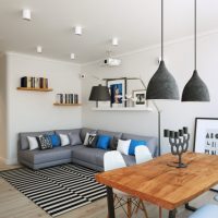 Open shelves in the interior of the living room