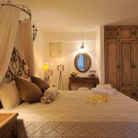 Wooden wardrobe in the bedroom interior for a girl