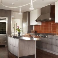 Kitchen island with stainless steel countertop