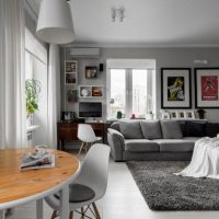 Gray interior of the living room