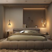 Design élégant de la chambre à coucher dans les tons gris