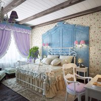 Pale purple curtains on the bedroom window