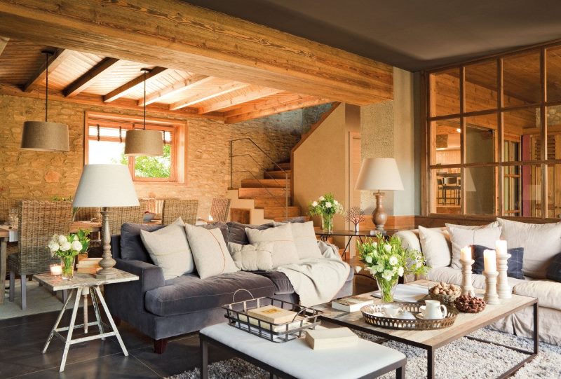 The interior of a small living room in a private house