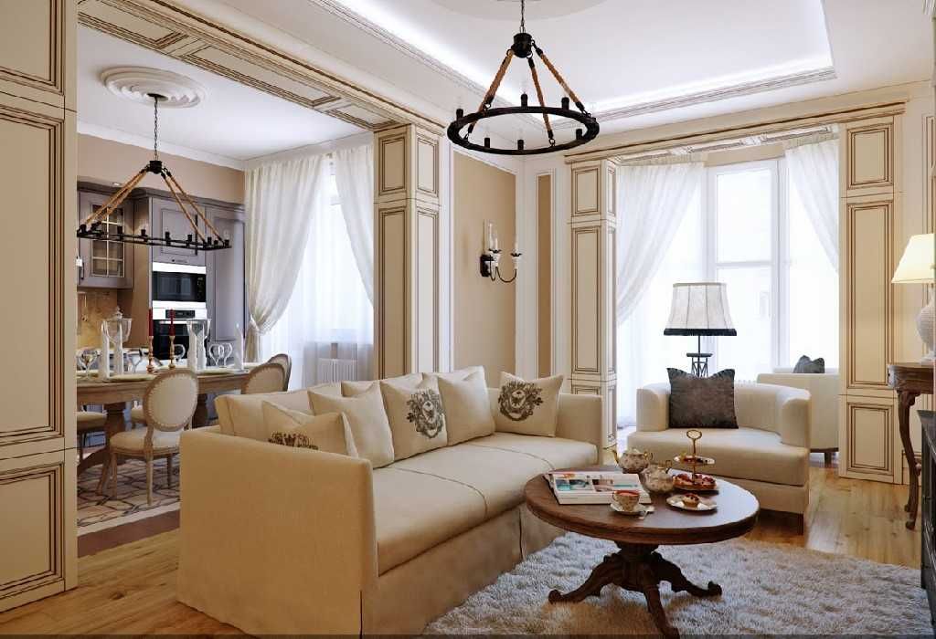 Intérieur d'un salon italien dans un appartement en tôle