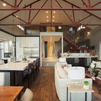 Kitchen-living room in an old industrial building