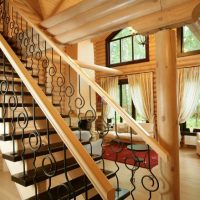 Marching stairs in a wooden house