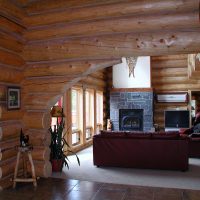 Arched doorway in a log house