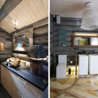 Installation of a bathroom in a modern log house