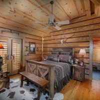 Wooden bed in the old Russian style