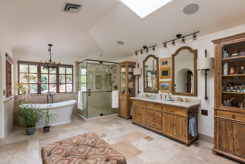 Interior of a large Spanish-style bathroom