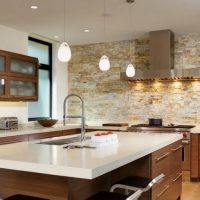 Kitchen island with white countertop