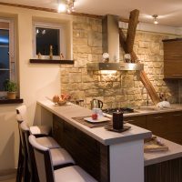 Bar counter in the kitchen in a country house