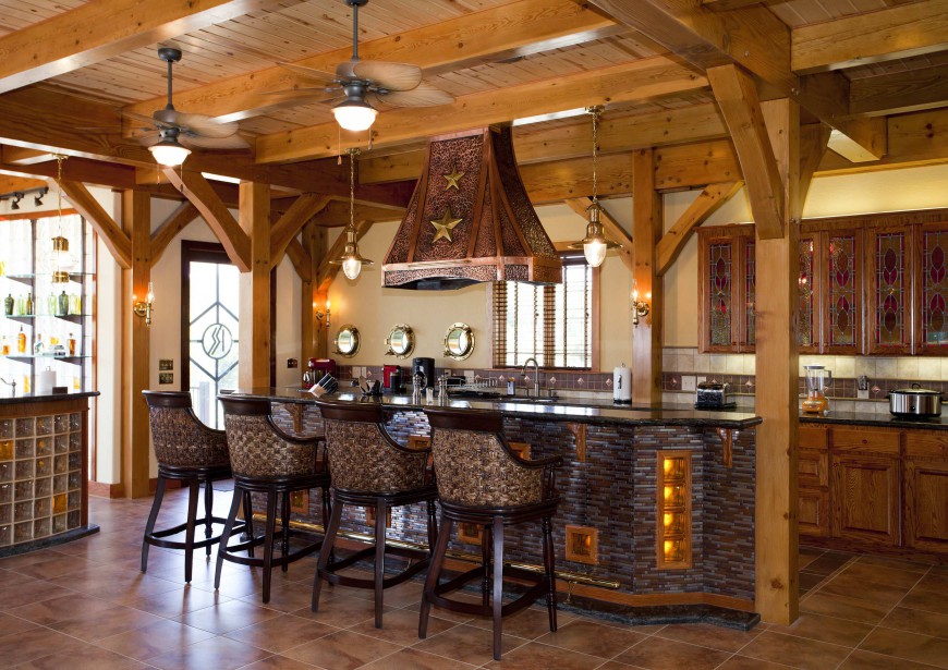 Ceramic floor in the interior of the kitchen