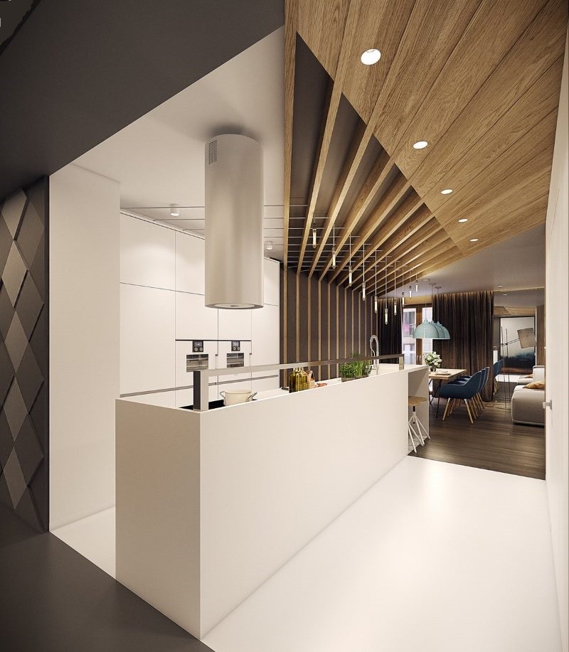 Design della cucina con soffitto insolito