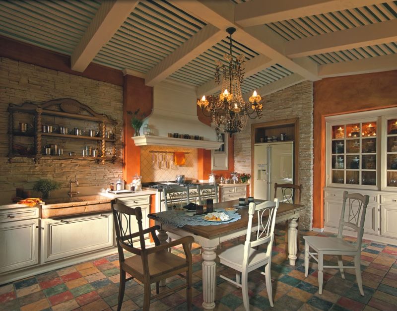 Forged chandelier over the dining table