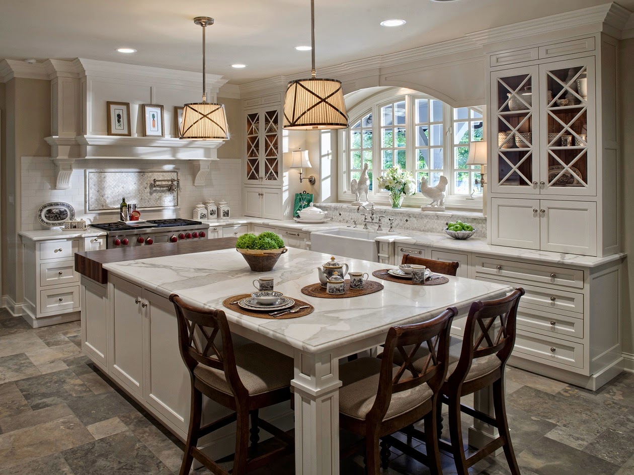 Kitchen island with stone worktop