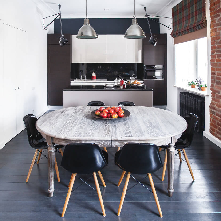 Dark loft style kitchen floor