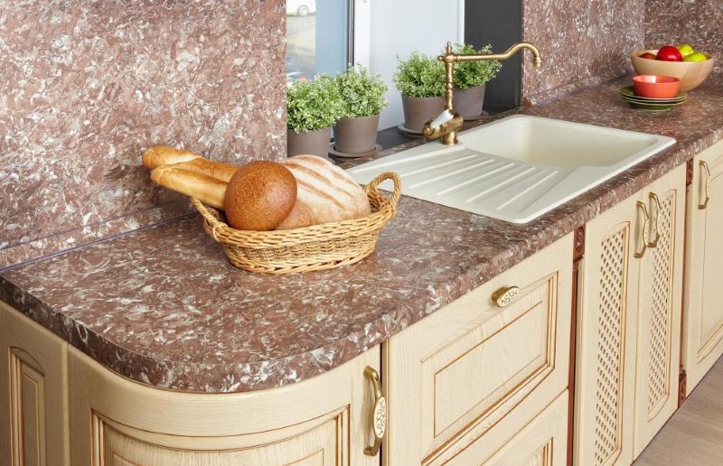 Kitchen unit with stone worktop