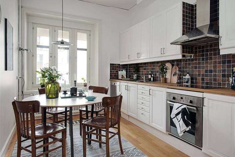 Dining area in the 12 square kitchen