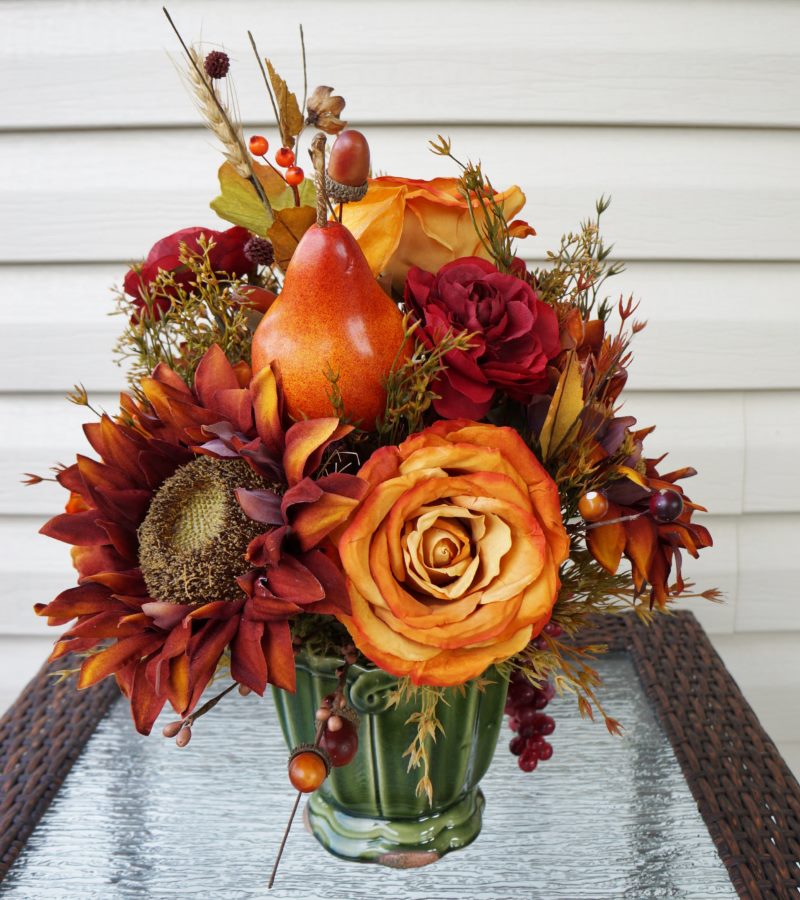 Autumn bouquet of plastic plants