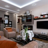 Open shelves in the interior of the living room