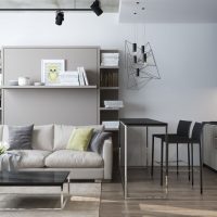 Interijer studio apartmana s crnom kuhinjom