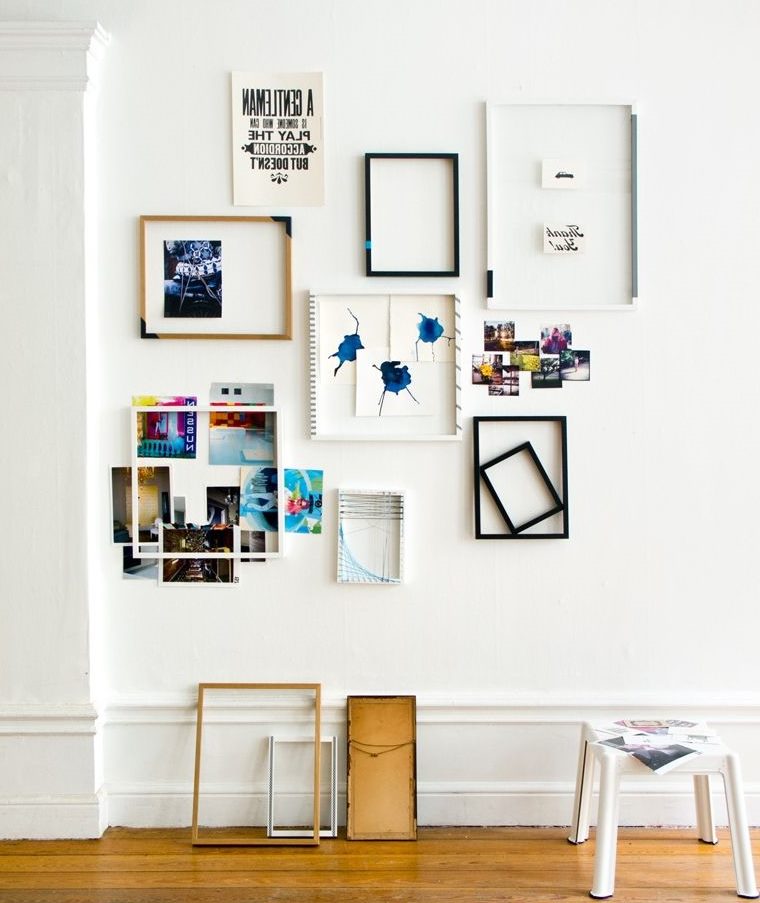 DIY wall decoration with frames and photos