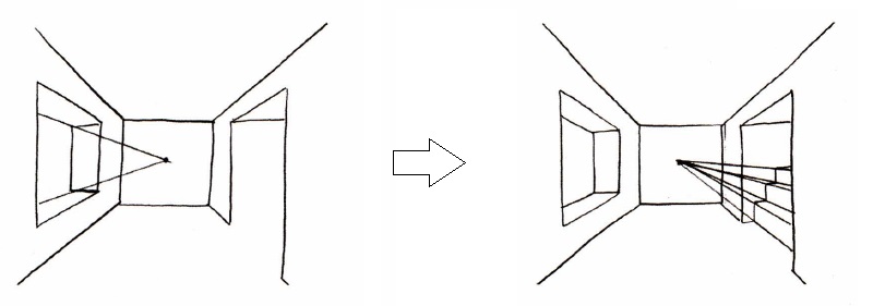 Drawing stairs in the doorway of a room