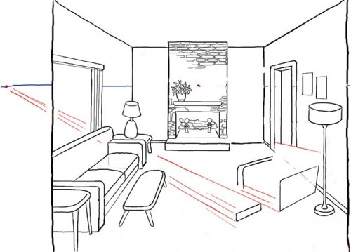 Dessiner l’intérieur d’une pièce en utilisant deux points de sortie