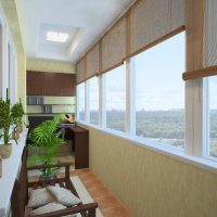 Bamboo curtains on the balcony window