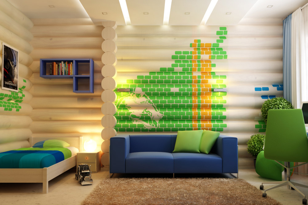 Green accents in the kids room