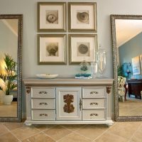 Floor mirror in the interior of a classic living room