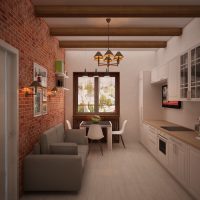 Cucina design con zona pranzo finestra