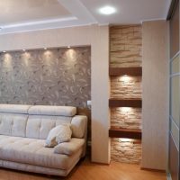 Niches in the wall with decorative lighting