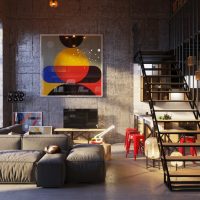 Bright decor in an industrial interior