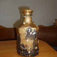 DIY bottle decor with coins