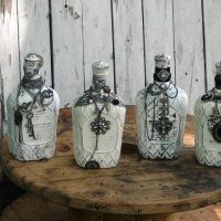 Gift bottles on a wooden table