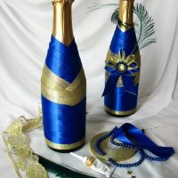 Champagne decor with satin ribbons