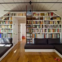 Gray sofas in the reading room of a private house