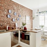 Kitchen interior without hanging cabinets